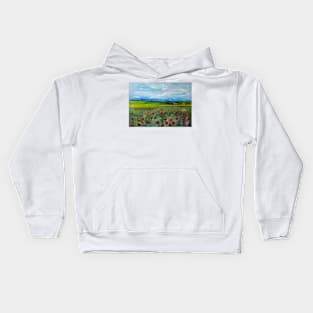 Poppy field in Catalonia Kids Hoodie